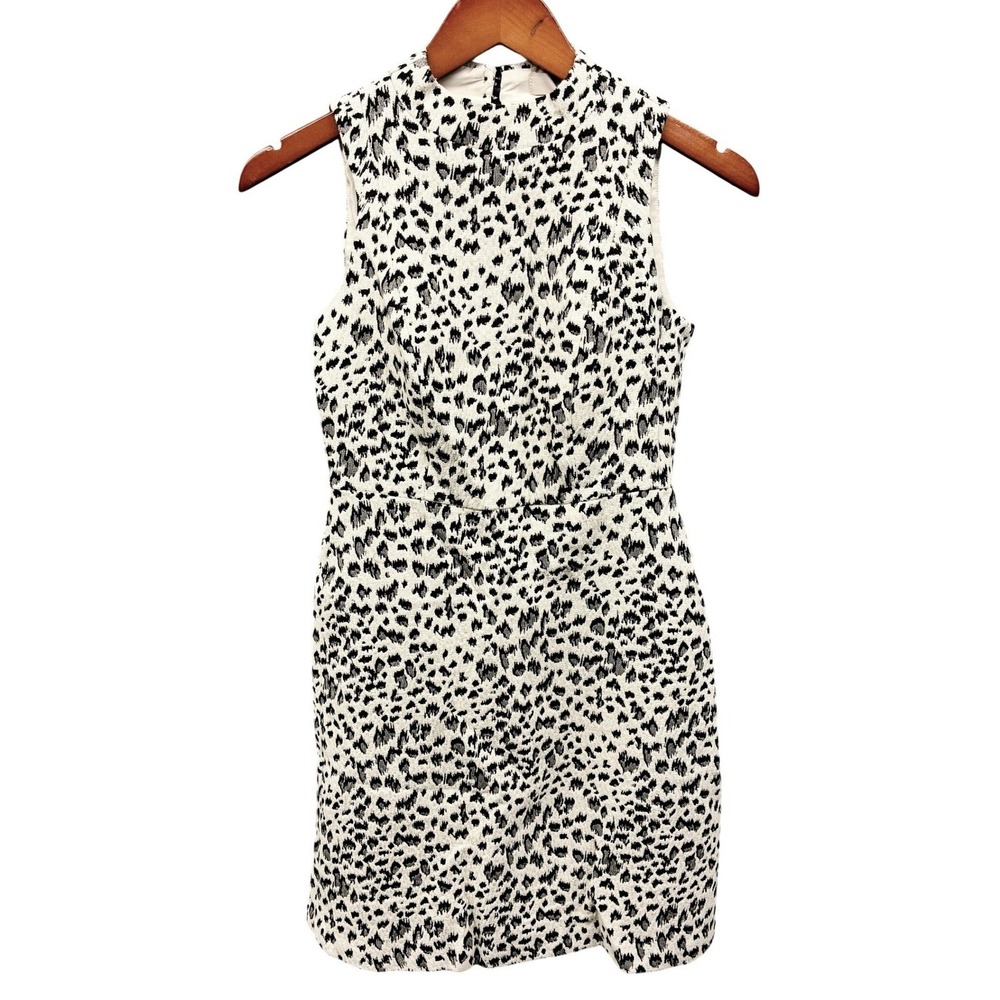 LOFT Animal Print Shift Dress Womens 0P Black White Business Casual NWT